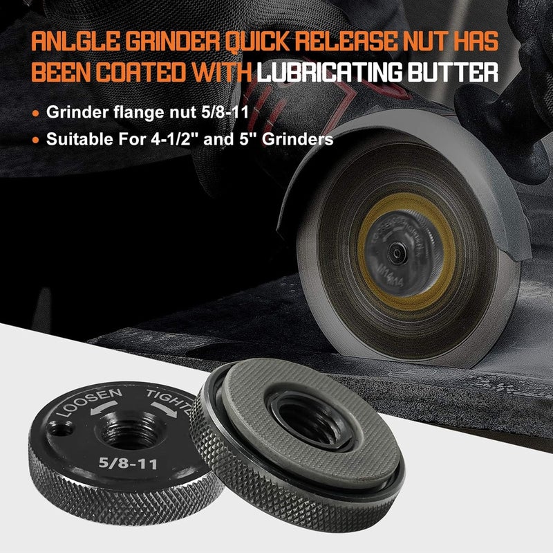 UBGN 5/8-11 Nuts for Angle Grinder 4.5" and 5" No Wrench Required, 2PCS Self Locking Flange Nuts Metal Lock Grinder Knurled Arbor Nut - Image 4